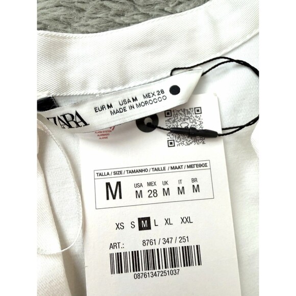 NWT Zara ZW Collection Belted Pleated Mini Dress White 8761/347 Women Sz Medium - Picture 10 of 11